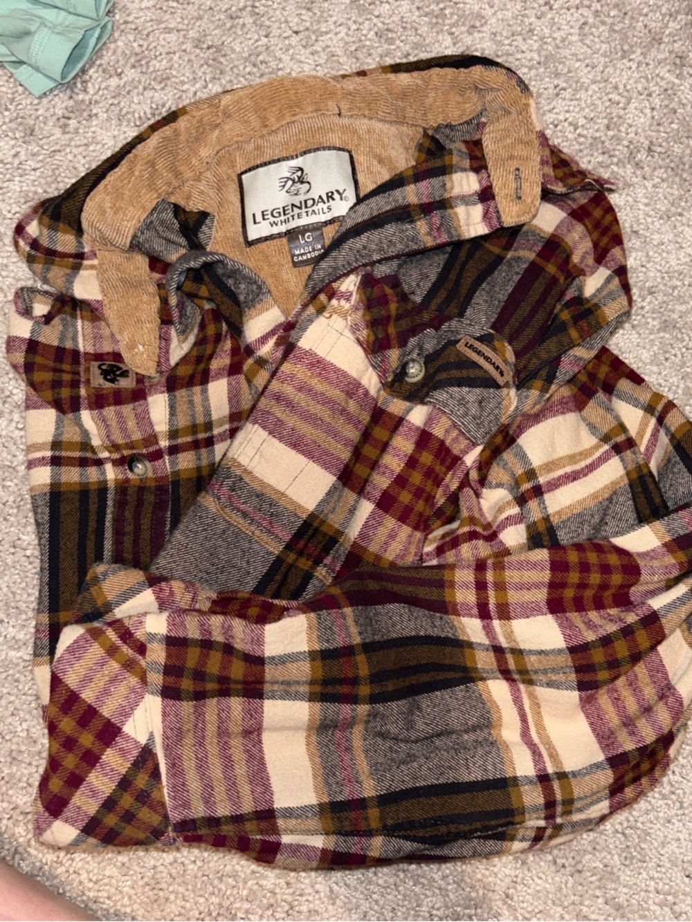 Legendary Whitetails Plaid Flannel Shirt Jacket - Maroon, Tan & Gray